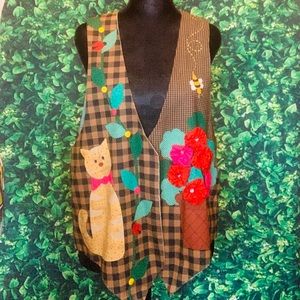 Custom Plaid Kitty 3D Vest Sz L/XL